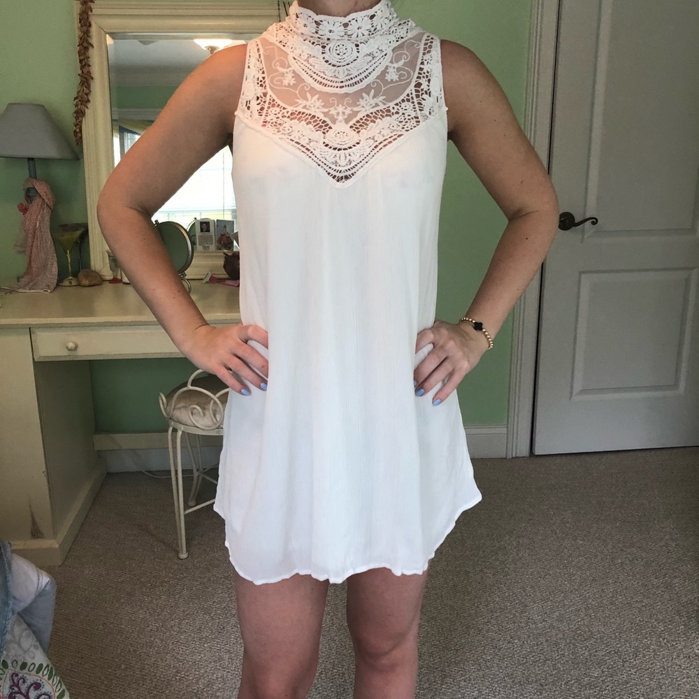 Lulus crochet halter white dress